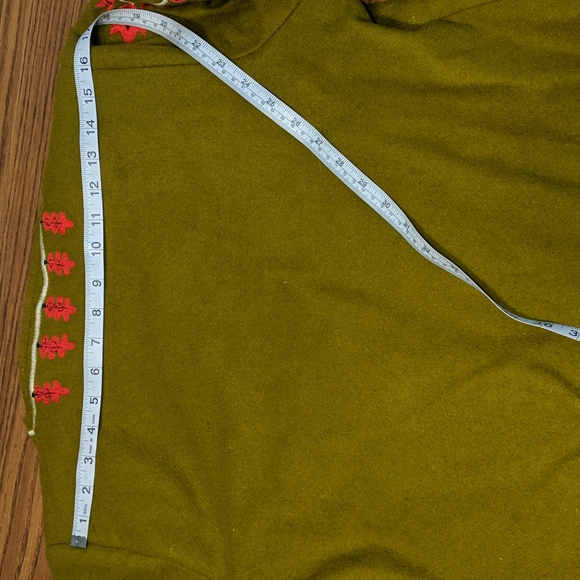 Vintage Wool Blend Embroidered Coat Large Terry K Floral Green Red - Picture 9 of 16